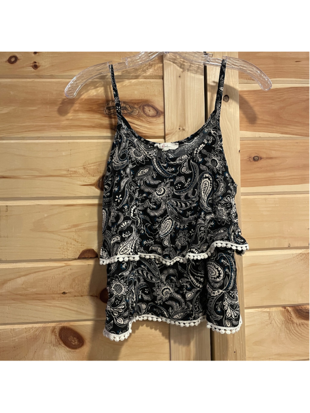 Women's Nabee Black & White Paisley Tank Top M
